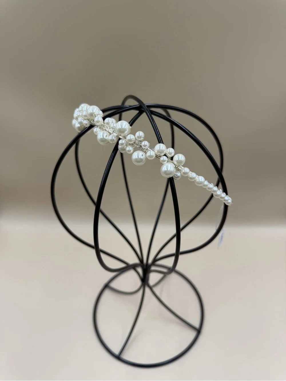 Bridal Pearl Headband Wedding Hair Accessory Ivory Faux Pearl Silver Tone NEW